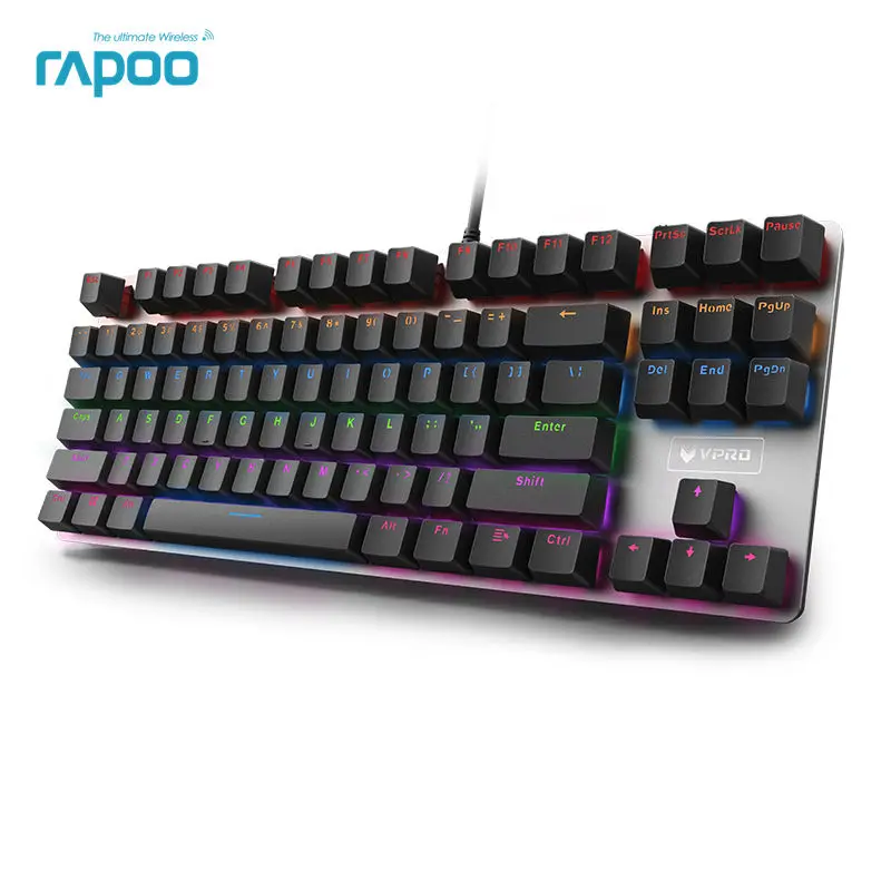 Rapoo V500 сплав версия Механическая игровая клавиатура Teclado с питанием от USB для игрового компьютера Настольный Ноутбук черный/коричневый/синий