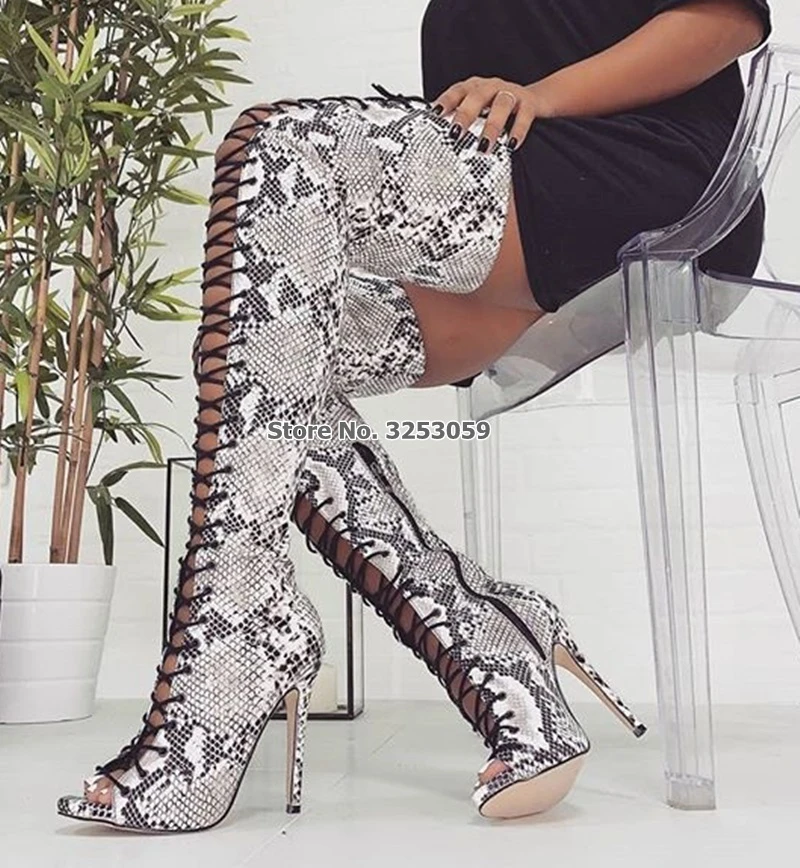 over the knee python boots