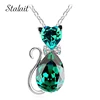 Cute Cat Pendant Necklace For Women Heart Crystal Jewelry Austrian Crystal Clavicle Chain Necklace ► Photo 2/6