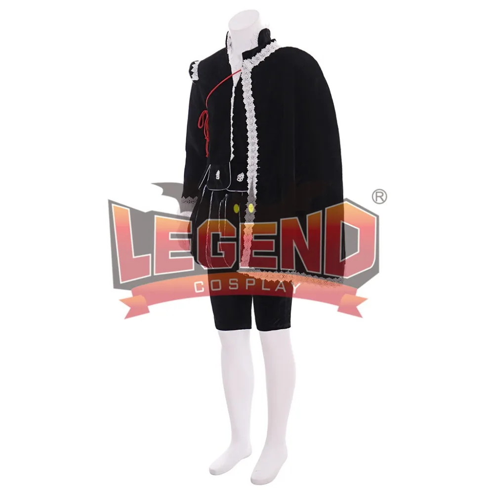 Elizabeth Tudor Nobleman King Medieval мужской Косплей Черный джеркин doublet наряд Средневековый Ренессанс черный халат с накидкой