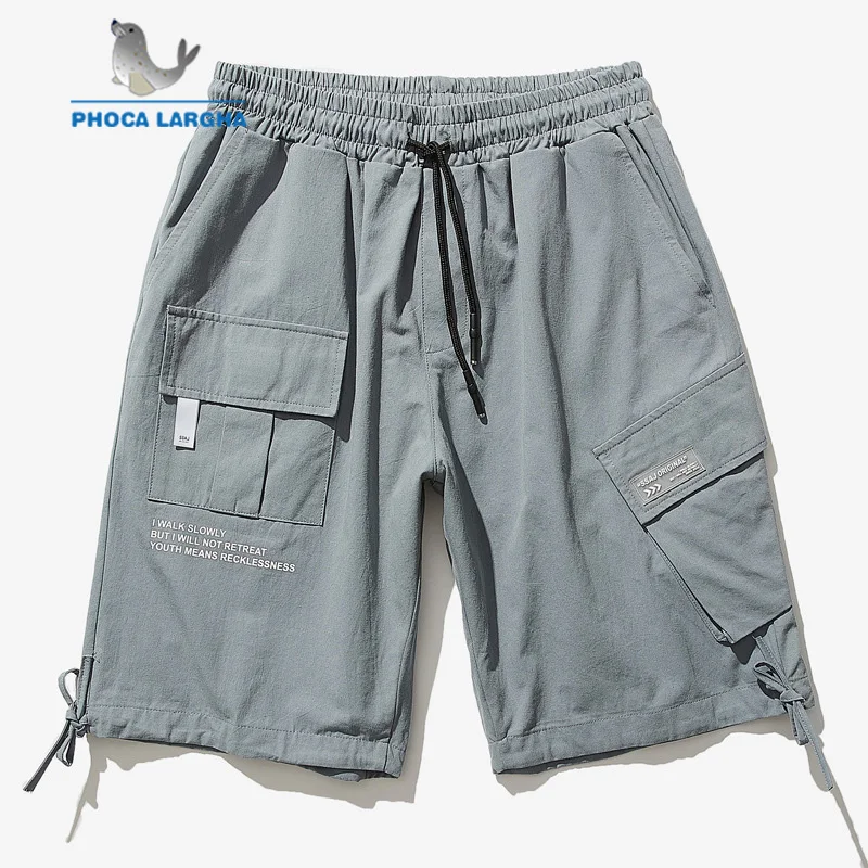 Мульти-карман мужские брюки карго Свободные повседневные шорты хлопок Короткие мужские брюки летние однотонные шорты Harajuku плюс размер