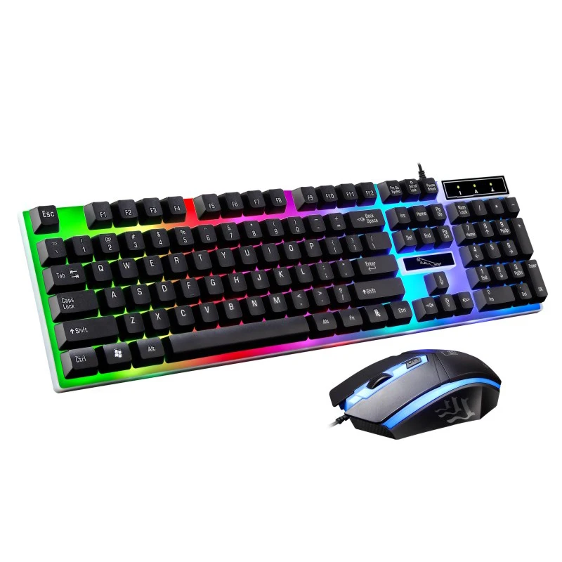 Проводная Мышь клавиатура набора с rgb led Подсветка оптическая PC компьютер клавир