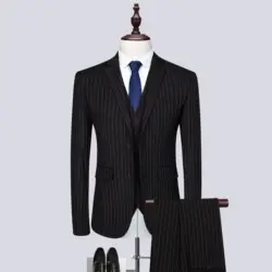 2019 мужской классический полосатый костюм из трех предметов высокого качества Тонкий деловой костюм джентльмена вечерние свадебные