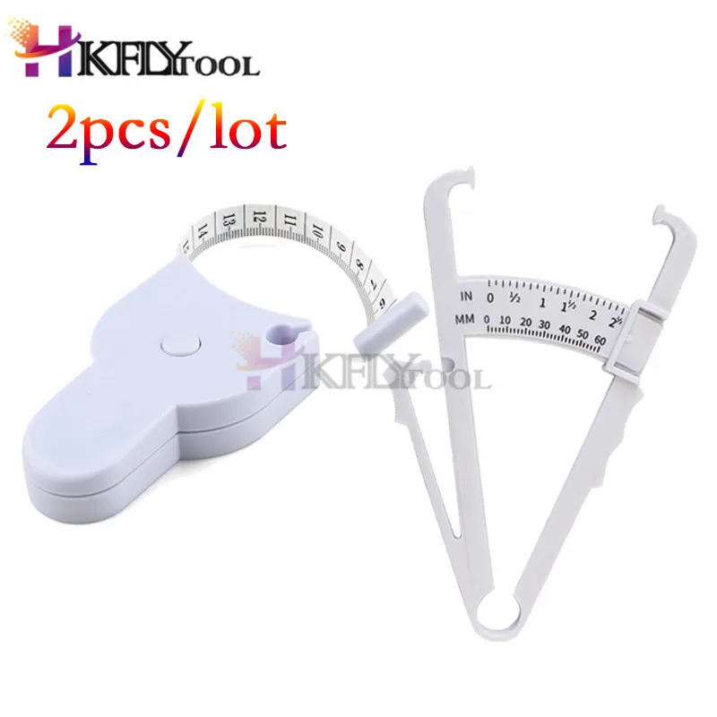 2pc/set combination Fitness Weight Loss Muscle Body Fat Caliper+ Body Mass Measuring  Tape Tester body mass tape