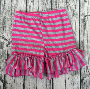 

Summer New Design Striped Baby Girl Ruffled Shorts Wholesale Outfits beach Hot Elastic Waist cotton