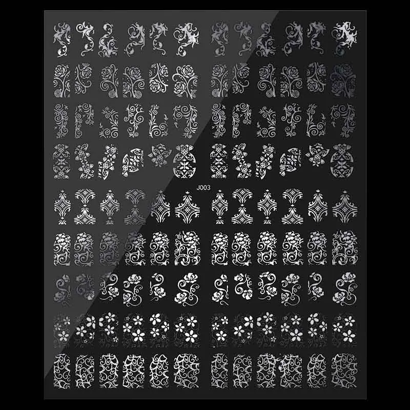 

3D Silver Remove Paper Beautiful Nail Art Decals Decorations Stickers 22x18.2cm Mix Flower Decoration Nature Artificial Nail 2cm