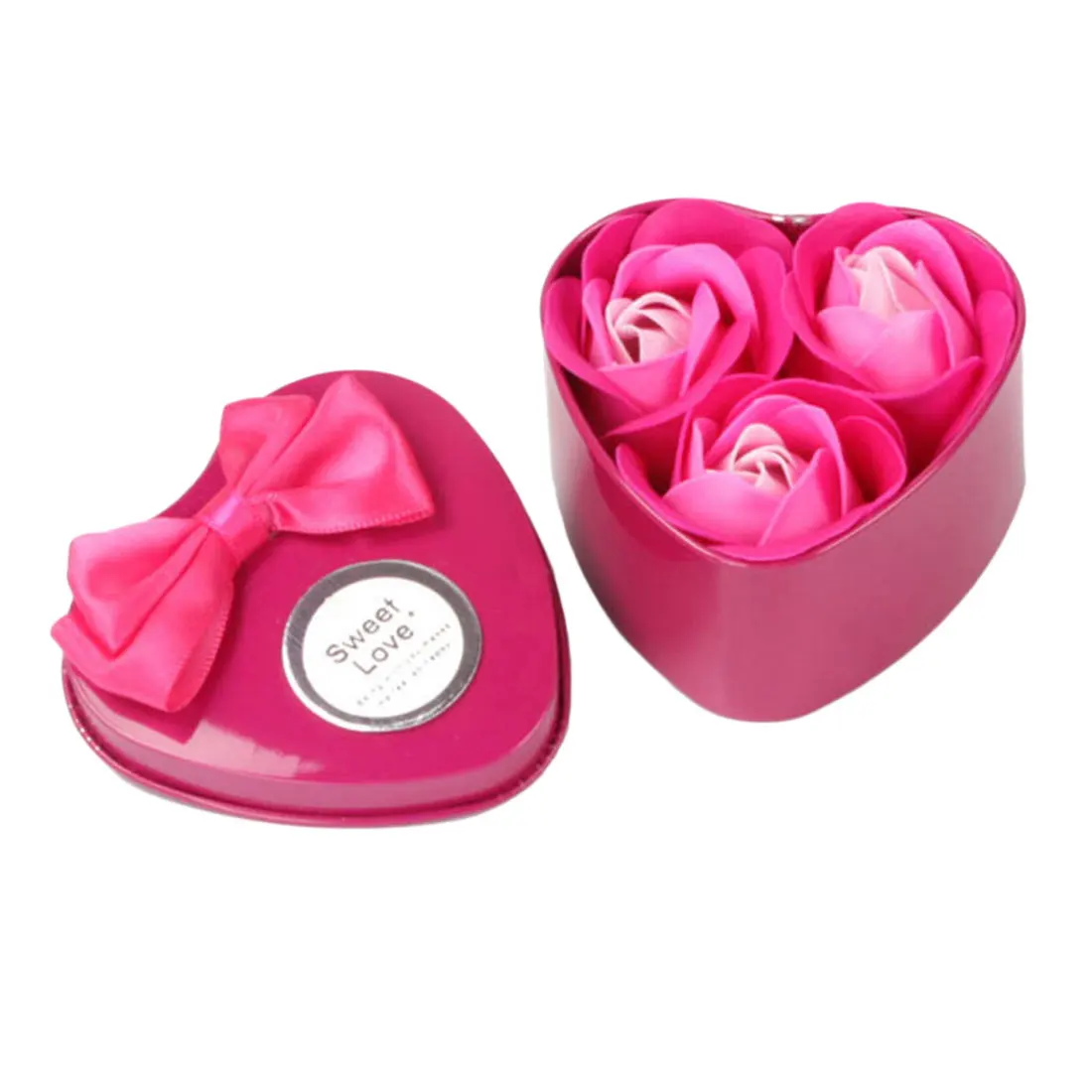 Розовый Красный 3 шт. искусственный цветок «Роза» мыло цветок в форме сердца железная коробка Ароматическая ванна корпус лепесток Роза