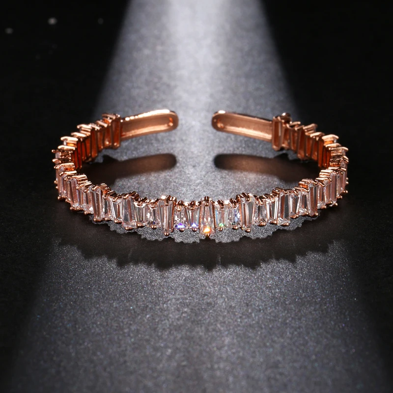 Регулируемые Квадратные браслеты из меди с фианитами|bangle adjustable|zirconia banglebracelet for