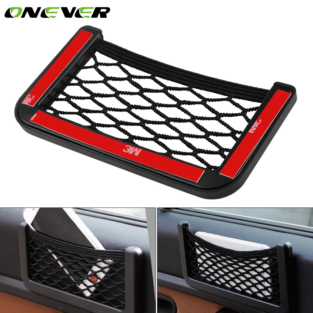 

Onever Nylon Car Seat Back Storage Net Bag Universal Auto Car Door Side Storage Elastic String Bag Mesh Pocket Organizer Bags