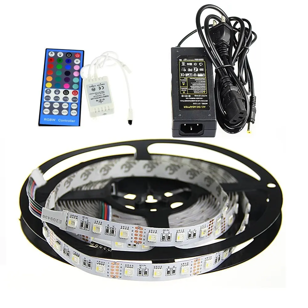 

AUSIDA RGBW LED Strip Light 4 Color in 1 Led Chip 5050 5M 300LEDs Flexible Ribbon Lighting+40Key Controller+DC12V Power Supply