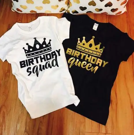 personalize glitter birthday queen squad t shirts ...