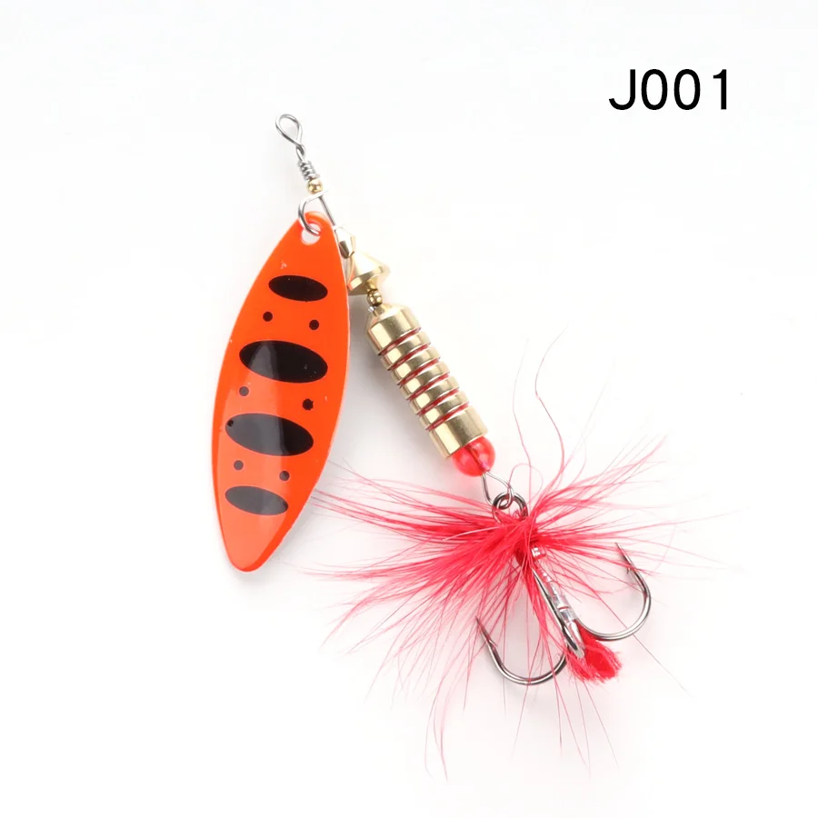 W.P.E New Spinner Lure Hard Bait 1pcs 6.5g/10g/13.5g Spoon Lure Metal Lure Feather Treble Hook Fishing Tackle Bass Fishing Pesca - Цвет: J001