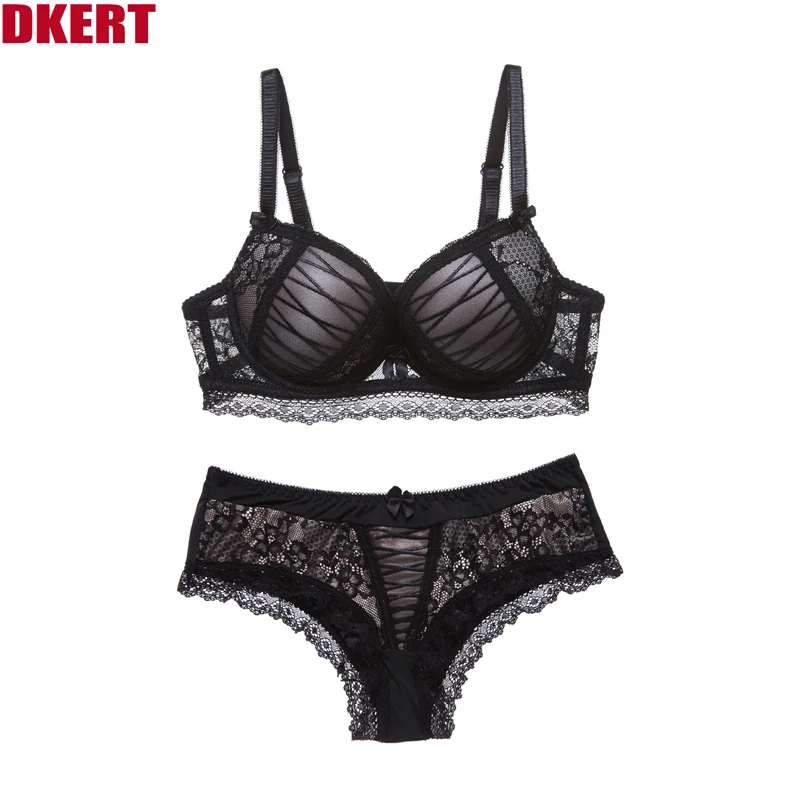 

DKERT ABC cup Bras And Panties Women Top Bra Sets Sexy Push Up Brassiere Panties Briefs Black Red Underwear Lingerie Brand New