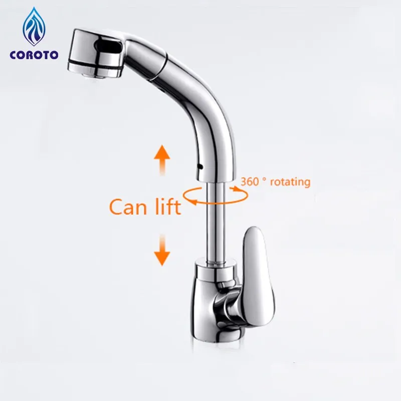 

New Basin Faucet Can Rotate Pulled Out Get Higher Sink Mixer Tap Two kinds of drainage Bathroom Mixer Faucets Easy to Wash Hair