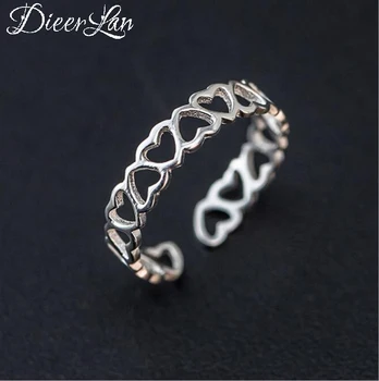 

Exaggerated Personality 925 Sterling Silver Heart Rings for Women Adjustable Wedding Ring Fashion Girls Gift
