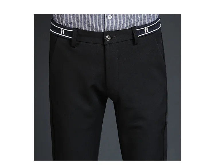 KOLMAKOV новые мужские брюки Узкие деловые повседневные брюки со средней талией эластичные черные брюки Homme высокое качество плоские