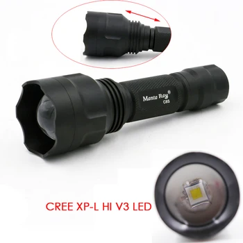 

Manta Ray GLADIATOR Series C8s CREE XP-L HI V3 LED 5 mode High power Zoomable led flashlight torch (18650 battery)
