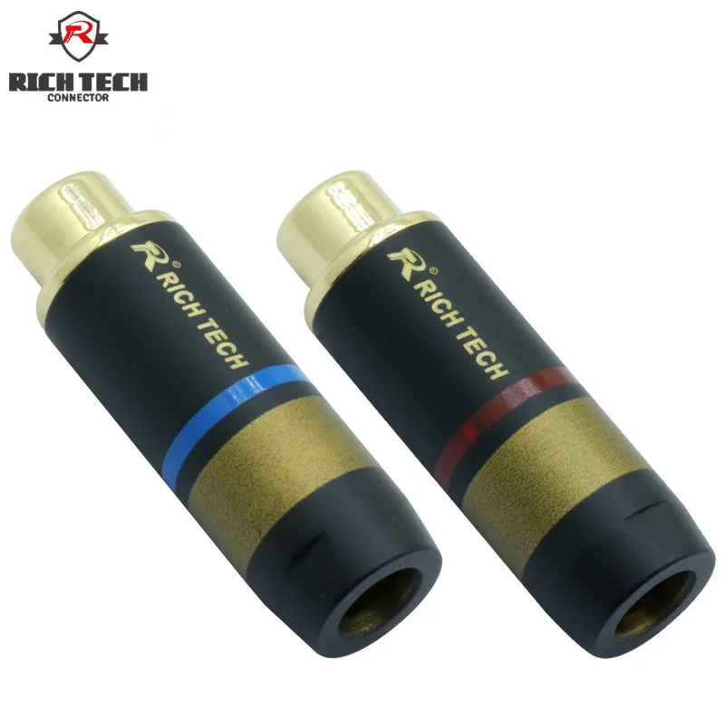 

2pcs/1pair Excellent RCA Jack Connector Gold Plated Jack+Black Copper Shell with Blue&Red ring