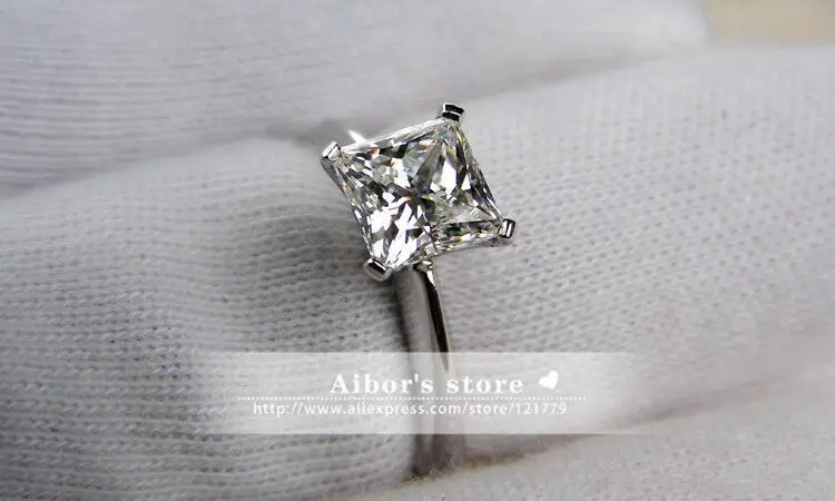

TR105 1 carat/2 carat Princess Cut Rings For Women Silver sona Simulated Gems Engagement Ring,Solitaire Ring with accents