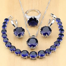 925 пробы серебряные свадебные ювелирные изделия черный циркон белый CZ Бусины Ювелирные наборы для женщин серьги/кулон/ожерелье/кольца/браслет