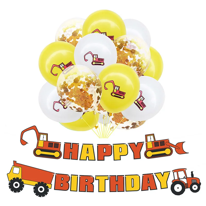 Construction Birthday Party Supplies Dump Truck Kits Banner Balloon Set for Kids Boy Party Fireman Firefighter Party Decoration