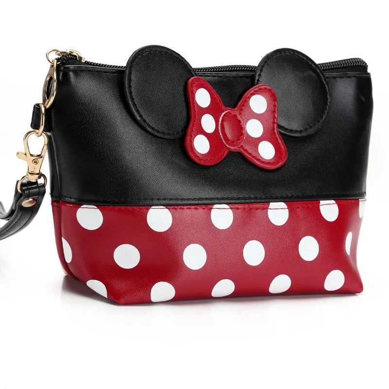 

Disney Mickey mouse girl bow dot bag cosmetic handbag lady portable bag makeup toiletries bag travel cosmetic lovely storage