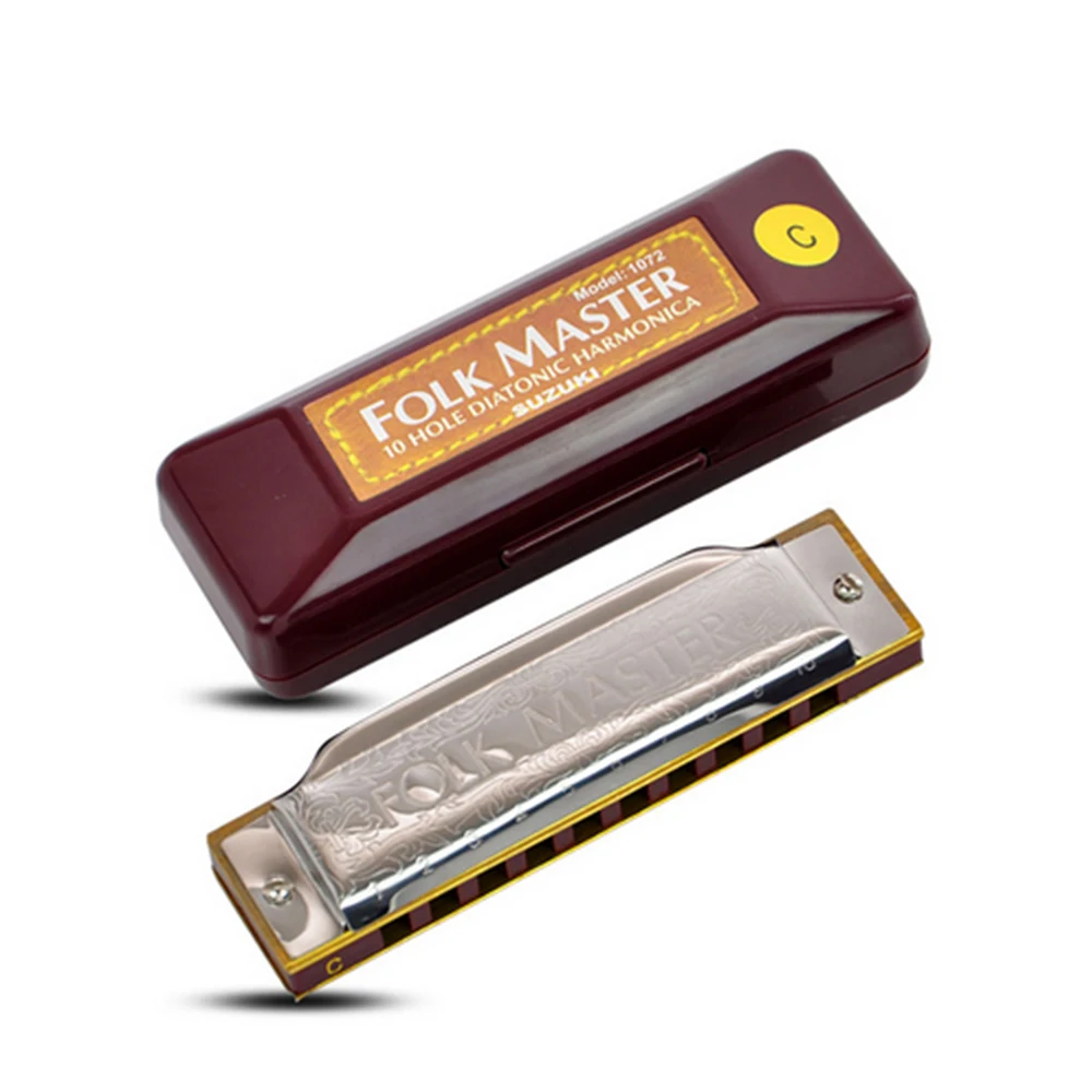 [12 Keys] Suzuki Diatonic Harmonica 1072 New Silver FolkMaster Gaita