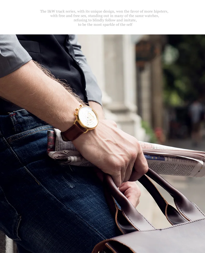 Карнавал I& W Модные Классические кварцевые мужские часы с большим циферблатом TopBrand Роскошные стимпанк сапфировое зеркало кожа водонепроницаемый Montre