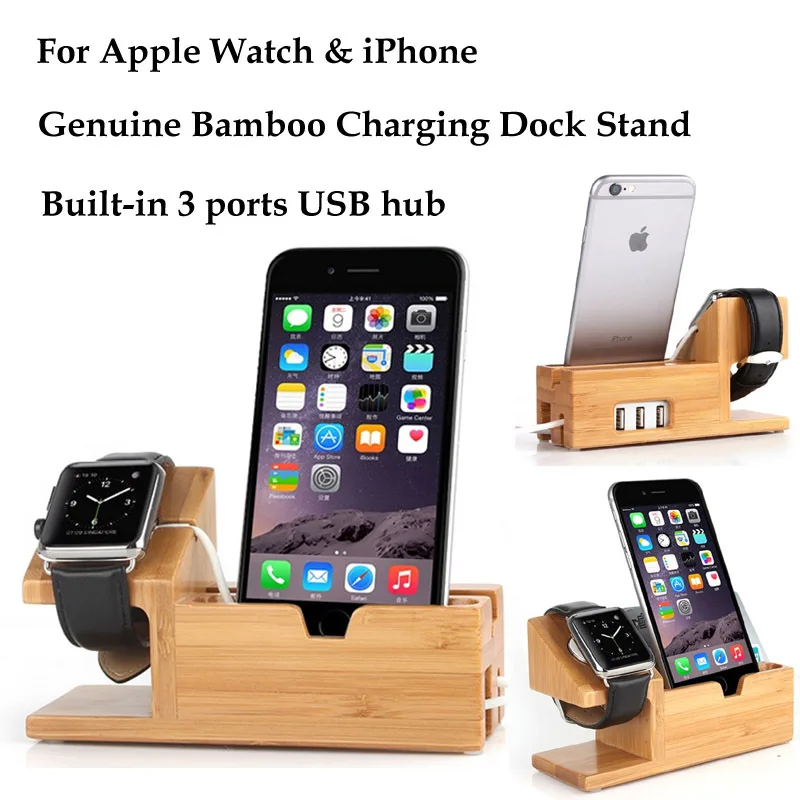 Wholesales-20PC подставка держатель для Apple Watch/6 6S 7 plus SE Huawei 3C 4C здоровый бамбук с 3