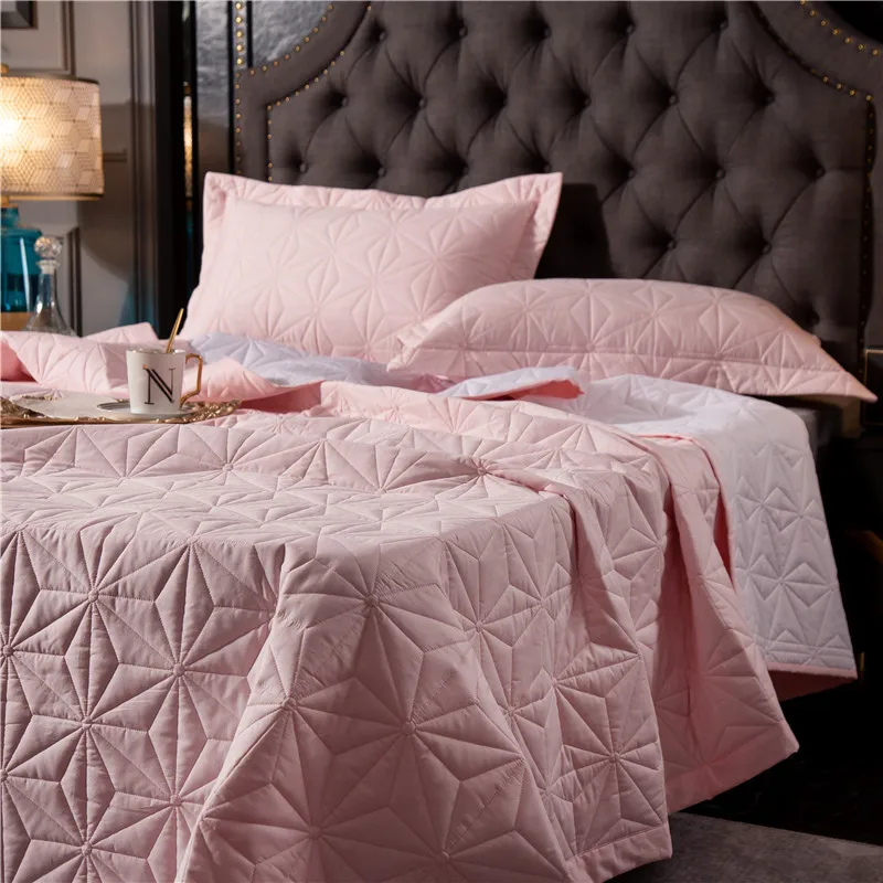 Серое, белое, розовое, хлопок, удобное одеяло, покрывало, покрывало, простыня, постельное белье, одеяло, летнее одеяло, наволочки, 3 шт