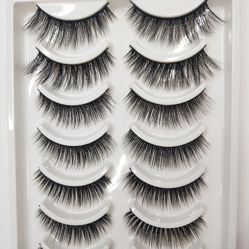 Different styles 10 Pairs Natural false eyelashes thick 3d mink lashes long black soft mink
