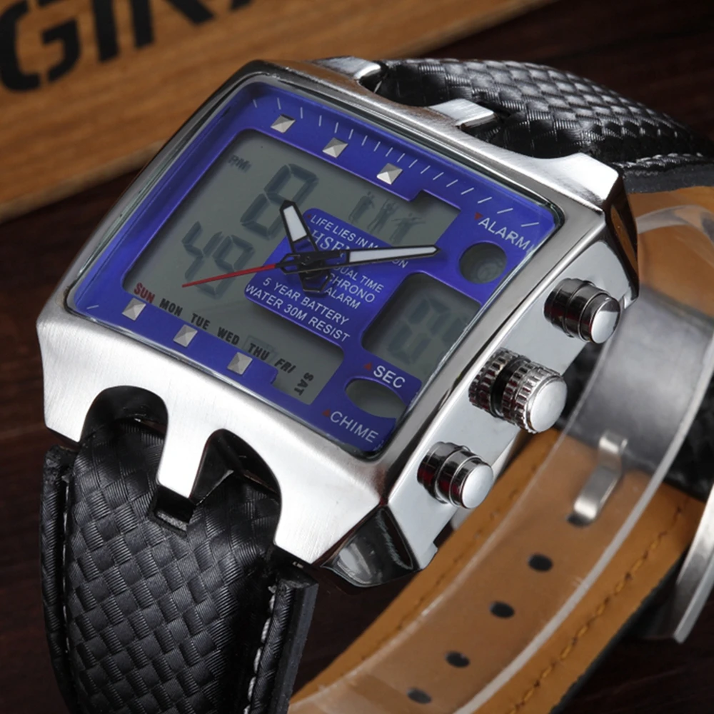 OHSEN Мода кварцевые цифровые мужские часы Hombre Relogio Masculino Мода Плавание часы мужской ЖК-дисплей Dual Time Военная Униформа спортивные наручные