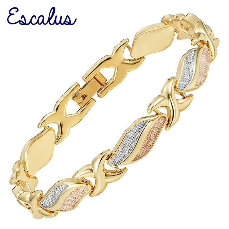 Escalus Green Epoxy Golden Color Bracelet For Women Magnetic Health Energy 11pcs Bangle Smart Bracelets Gift Wristband Charm | Украшения и