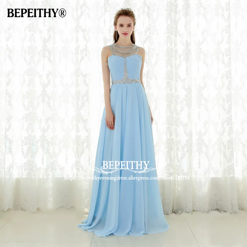 Robe De Soiree синее шифоновое сексуальное прозрачное винтажное длинное платье для выпускного вечера вечерние платья Vestido Longo бисерные вечерние платья