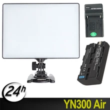 Светодиодная лампа для видеосъемки YONGNUO YN300 воздуха Bi-color 3200 K-5600 K профессиональный светодиодный Камера вспышка для видеокамеры с NP-F550 Батарея и Зарядное устройство для цифровой зеркальной камеры Canon Nikon