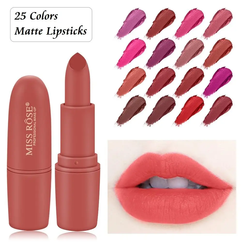Waterproof Matte Lipstick Long Lasting Nude Velvet Color Brand Lip Gloss Sexy Red Gold Black Dark Rouge Women Makeup Mate Gifts