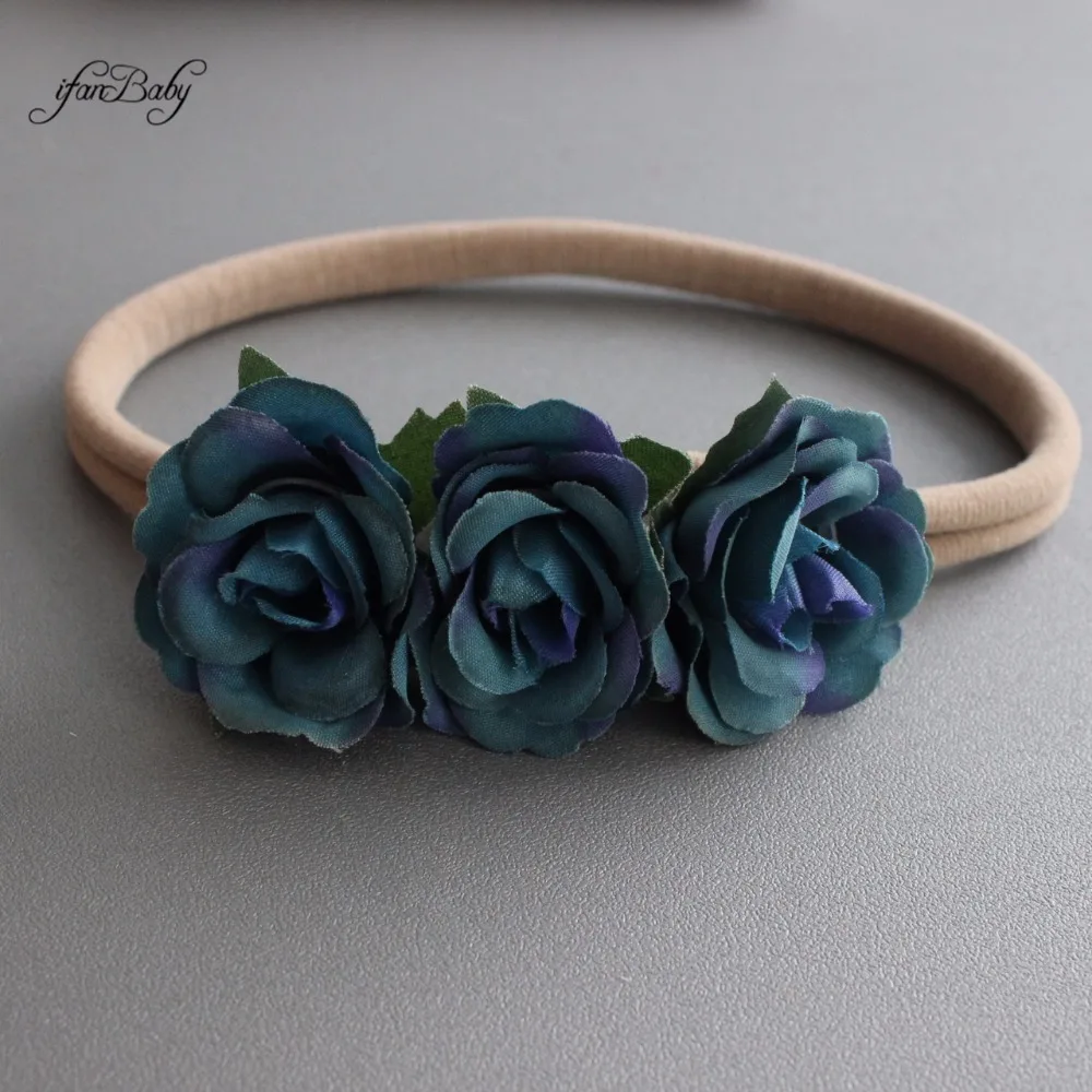 kids nylon Rose flower headband 5