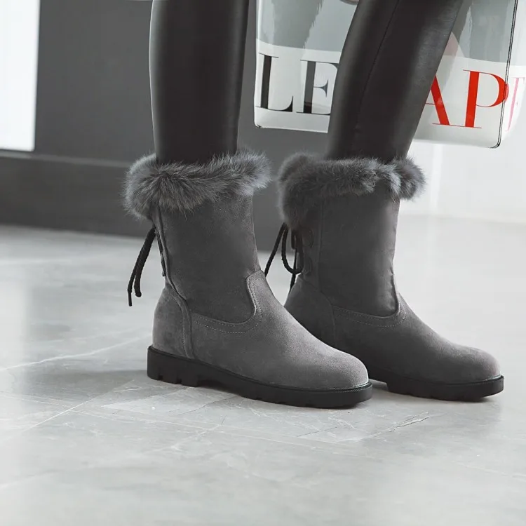 

Big Size 11 12 13 Back lace snowboots, suede, short cylinder head, flat bottom and warm cotton boots