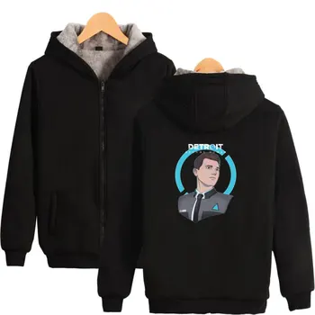 

Game Detroit: Become Human Connor RK800 Printed Winter Hoodie Long Sleeve Hooded Loose Thicken Warm Sweatshirt Fleece Clothes