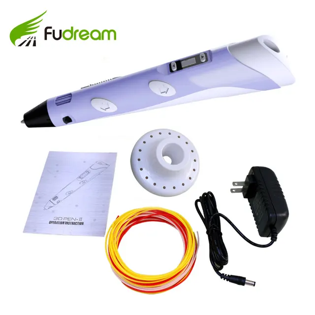 Cheap 2018 best selling LCD screen 3D drawing pen with plastic bag package and free filament for kids drawing and education school use