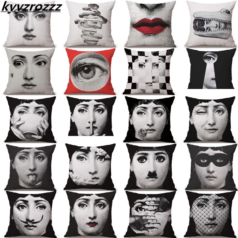 

Pillow Case Vintage Style Cotton Linen Cushion Cover Fornasetti Art Master Decorative Throw Pillow Case Sofa Home Car Seat Decor