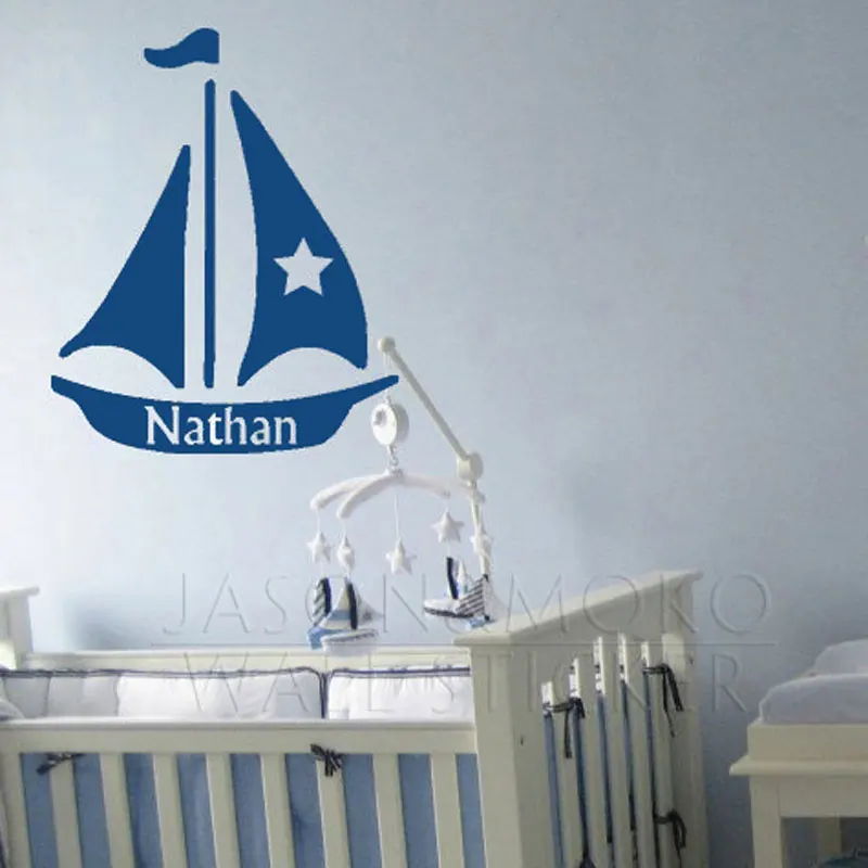 Nautical Sailboat Sail Ship Boat Personalized Customized Name Wall