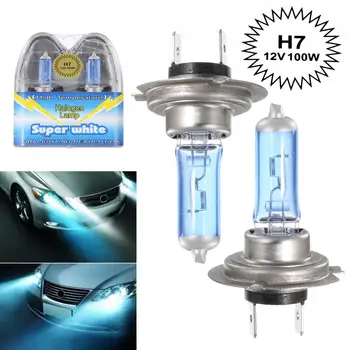 

2PCS H4 H7 100W Halogen Bulb White Quartz Glass Car Daytime Running Lights DRL Auto Fog Driving Lamp Source 12V 6000K