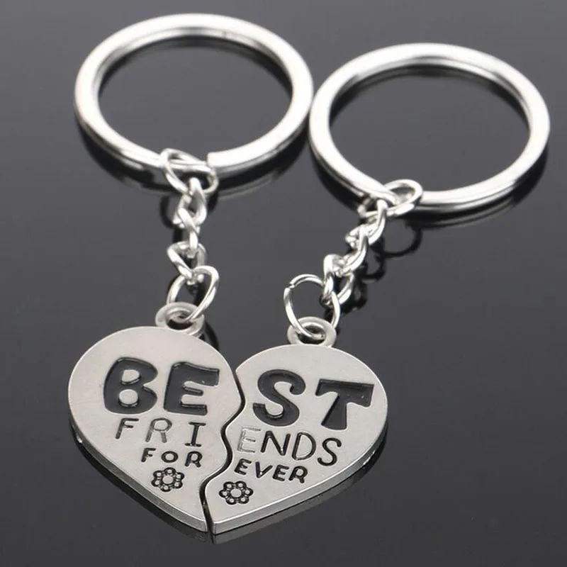 Engraved Best Friend Broken Heart Keychains Lovely Angel Keyrings Woman