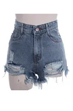 2016 Summer Women Short Jeans Vintage Style Denim Shorts Plus Size Ripped Hole High Waist Shorts
