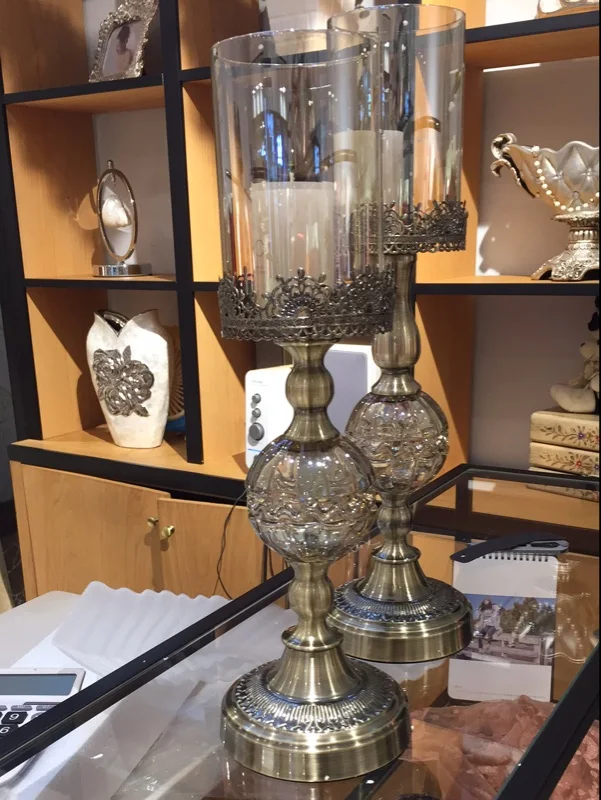 Винтаж Home Decor Романтический Свадебные украшения Подсвечники белый подсвечники Tall Стекло подсвечники Изделия из металла