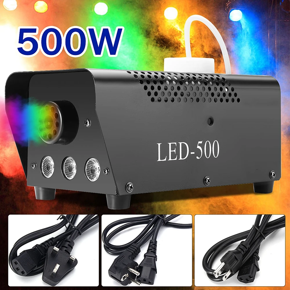 

500W Fog Smoke Machine Disco Light LED Remote Control Christmas DJ Party Stage Light Christmas Decoration RGB Smoke Projector