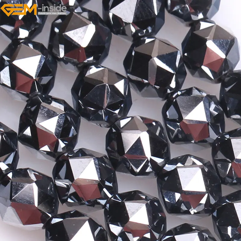 Gem-внутри натуральный AAA Класс граненый черный блеск терагерцовая бусы для изготовления ювелирных изделий бисером 1" DIY Jewellery Рождественский подарок