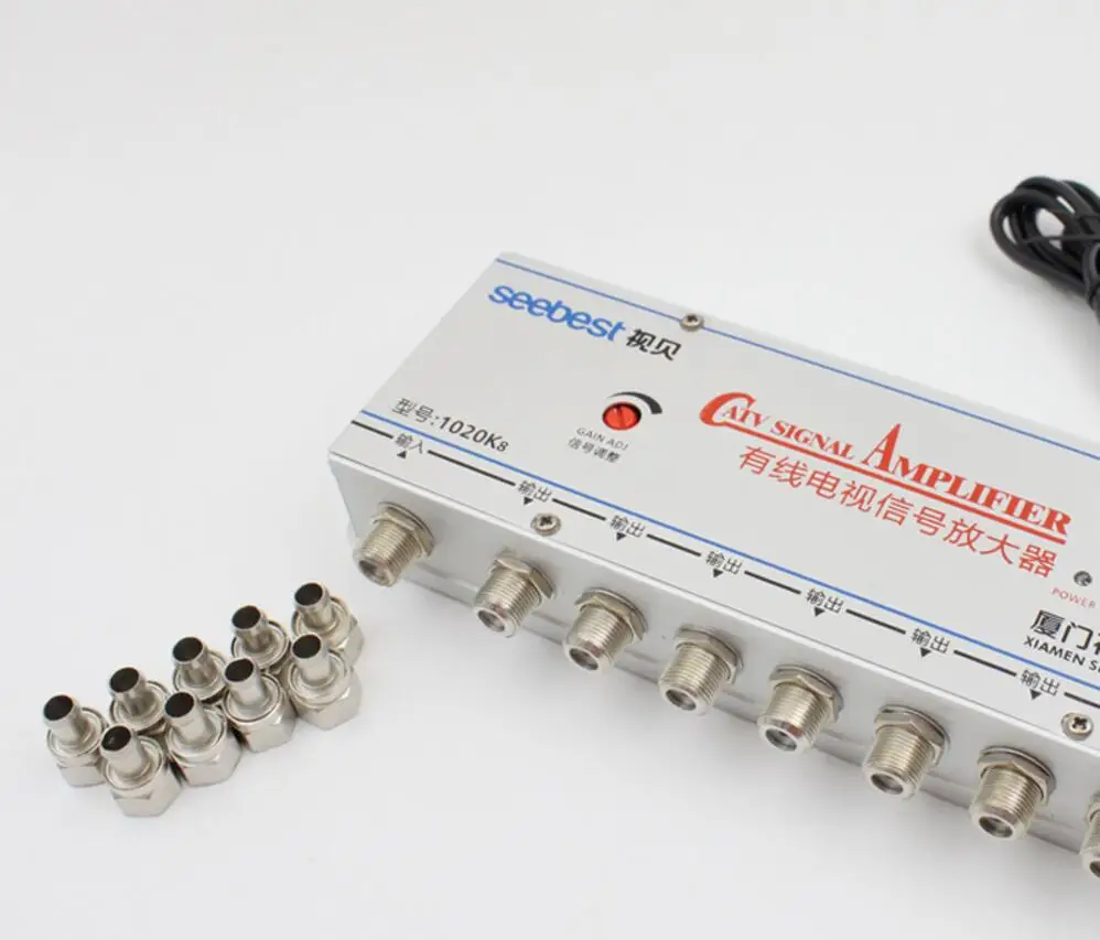 

AC 220V 8 way 20db CATV VCR TV Antenna Signal Amplifier Booster Splitter 1 IN 8 OUT 45MHz~1000MHz