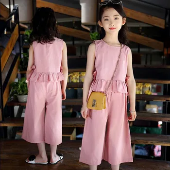 

Girls Summer Dress 2019 New Summer Foreign Gas Set Female Baby Stylish Wide Leg Sports Two Set Children's Clothing